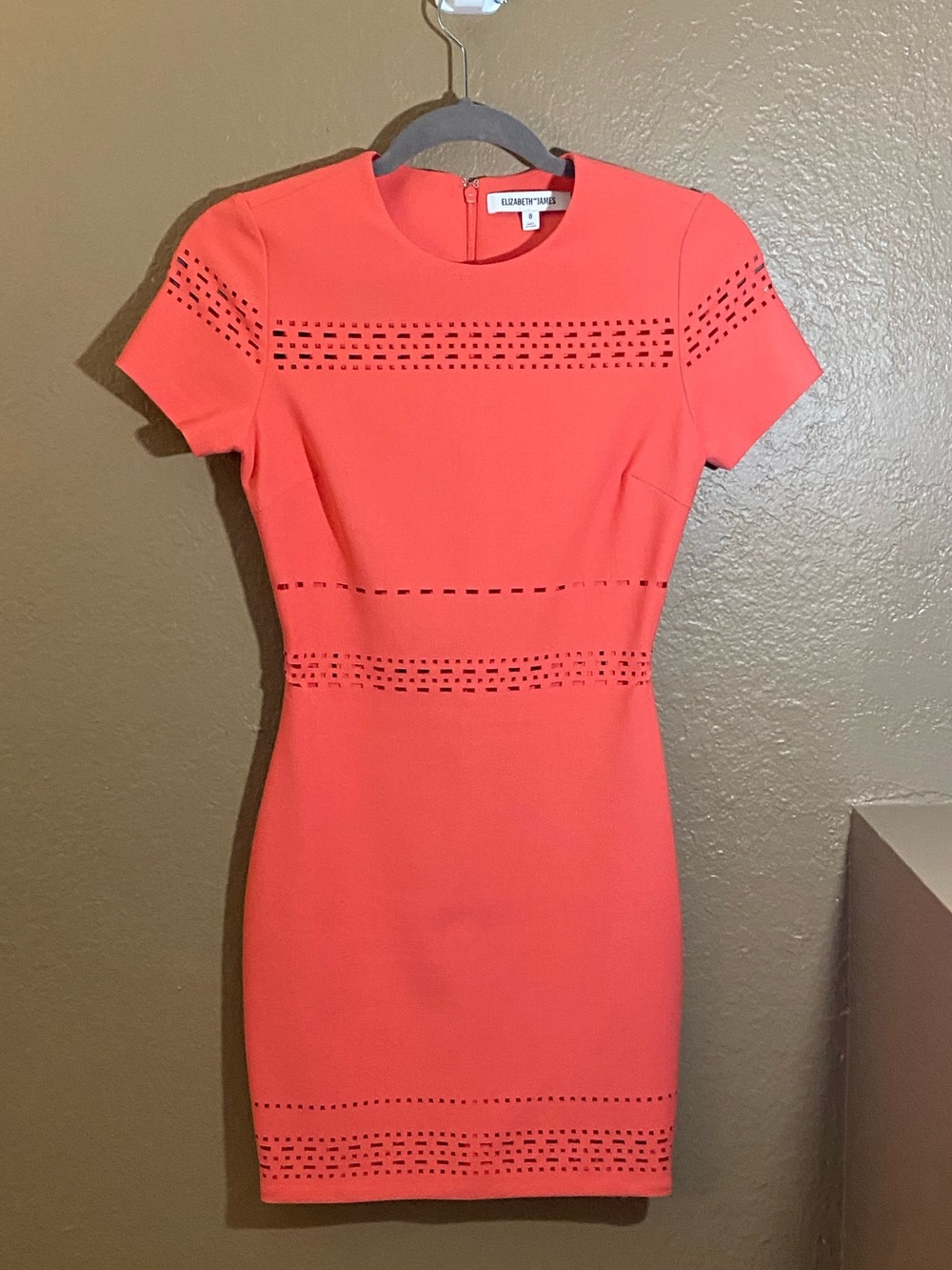Elizabeth and James Coral Cutout-Trim Sheath Dress